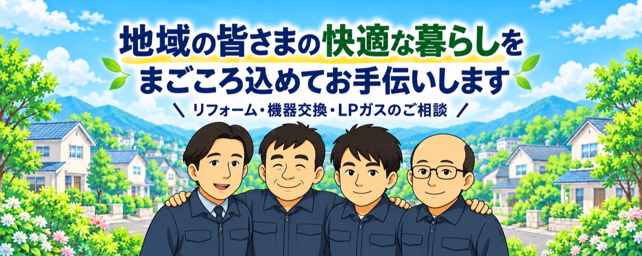 地域の皆さまの快適な暮らしを まごころ込めてお手伝いします。リフォーム・機器交換・LPガスのご相談
